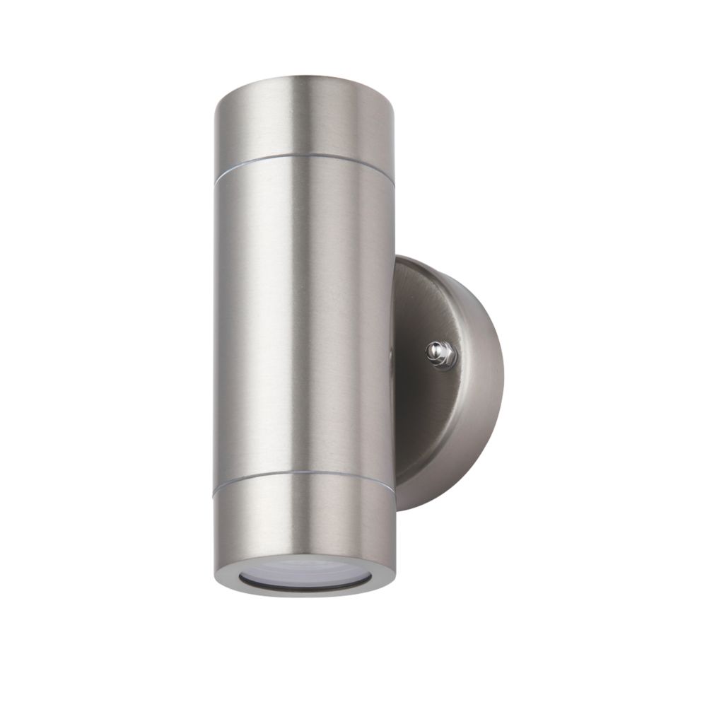 LAP Bronx Outdoor Up & Down Wall Light Stainless Steel Outdoor Wall Lights Screwfix.com
